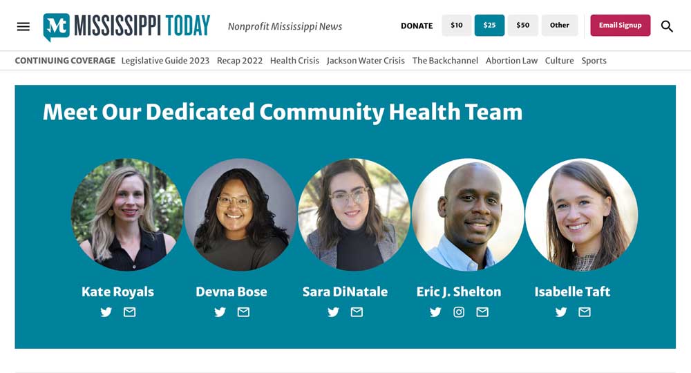 Mississippi Today logo and health reporters